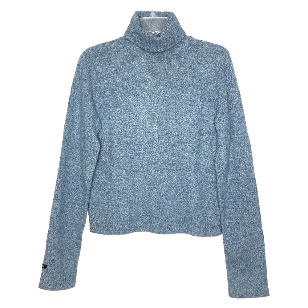 Abercrombie & FITCH 100% Lambswool Blue & White Turtleneck Sweater - Size Large